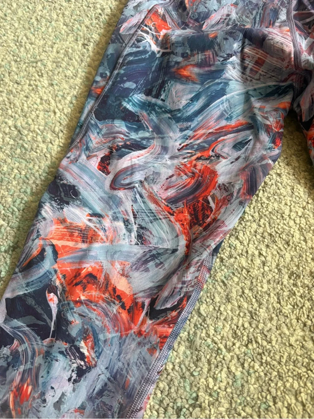 Lululemon Abstract Print Active Leggings in Navy and Red
